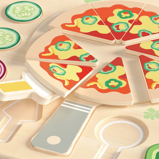 CLASSIC WORLD Drevená pizza na krájanie, puzzle 22 dielov