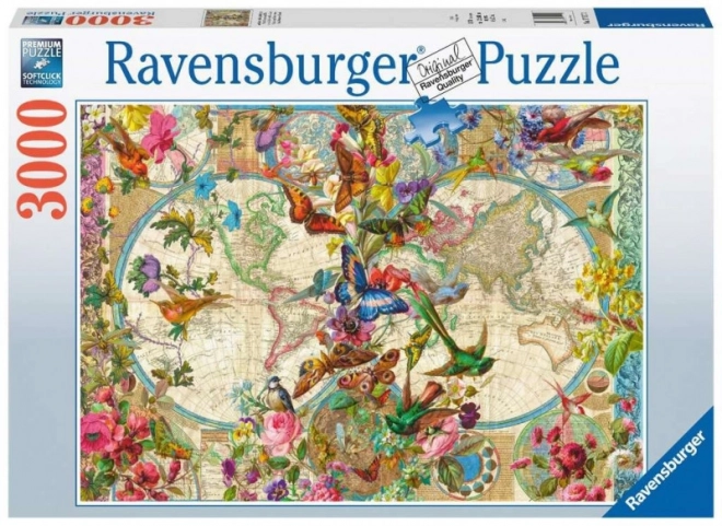 Ravensburger Puzzle Mapa sveta s flórou a faunou 3000 dielikov