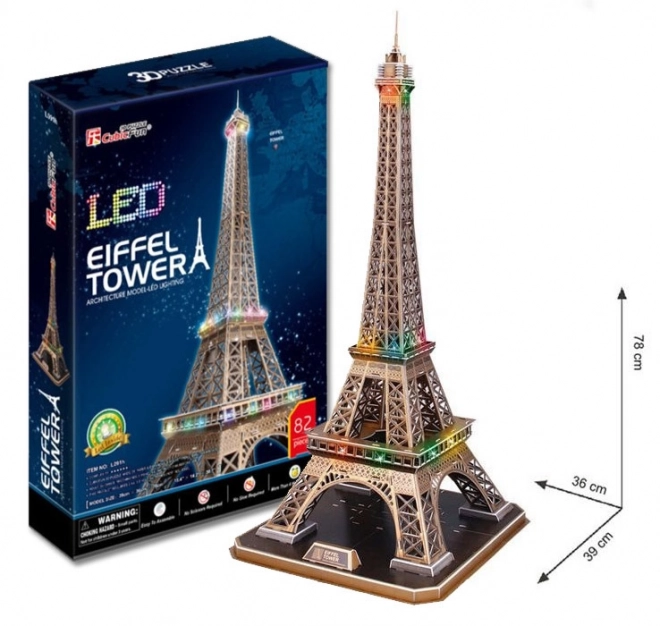 Svietiace 3D puzzle Eiffelova veža - 84 dielikov