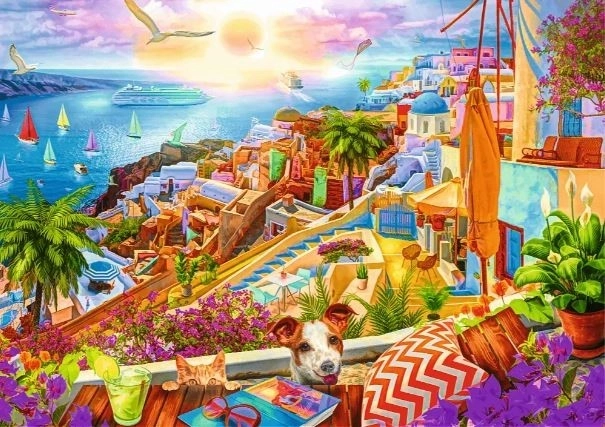 Puzzle 1000 dielikov prémiovej kvality Návšteva Santorini