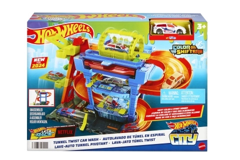 Automyčka Hot Wheels City Color Shifters s otočným tunelom