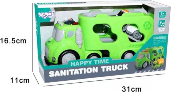 Woopie zelená odťahová služba City Truck s efektmi zvuku a svetla