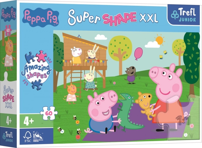 Puzzle Super Shape XXL Peppa Pig: Hranie s bráškom 60 dielikov