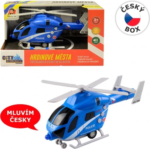 Policajný vrtuľník na zotrvačník so svetlom a zvukom 20 cm