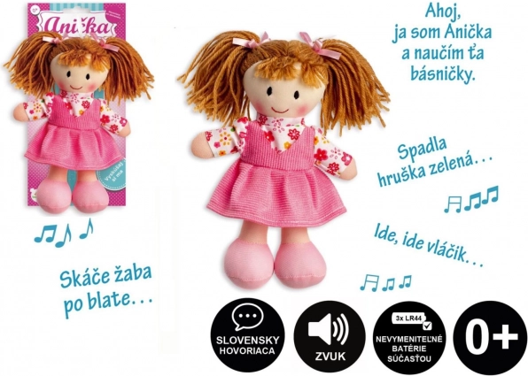 Plyšová bábika Anička 20 cm, hovoriaca po slovensky