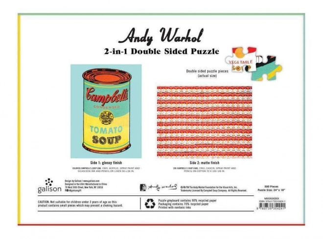 Obojstranné puzzle Andy Warhol Polievkové konzervy 500 dielikov