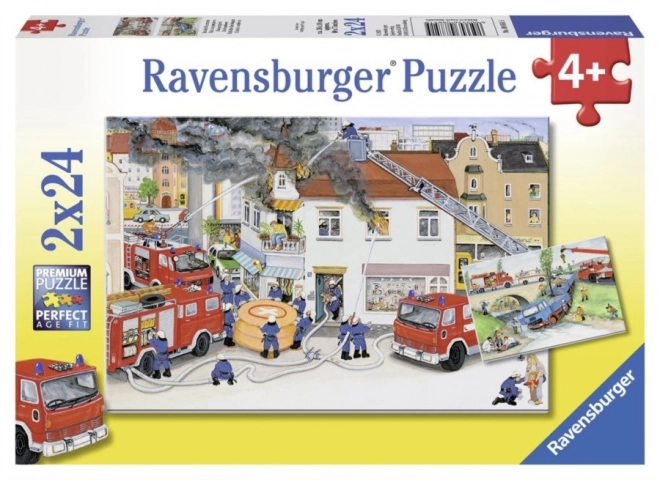 Ravensburger puzzle s hasičským zborom 2x24 dielikov