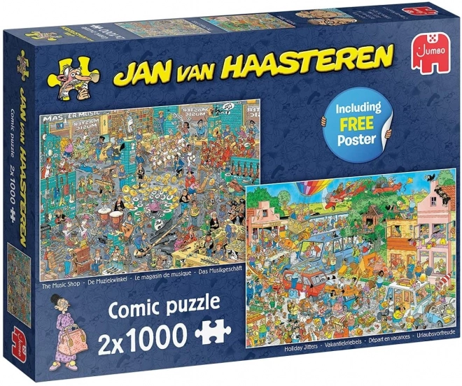 Jumbo Puzzle Jan van Haasteren Obchod s Hudebninami & Prázdninová Nervozita 2x1000 Dielikov