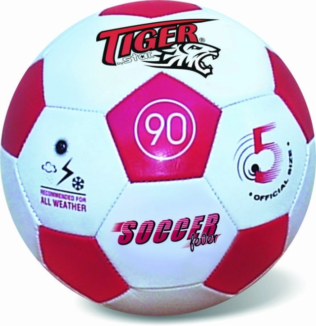 Kožená futbalová lopta Fever červená