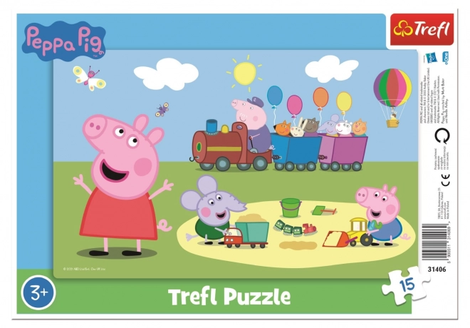 Puzzle Prasiatko Peppa: Veselý vláčik 15 dielikov