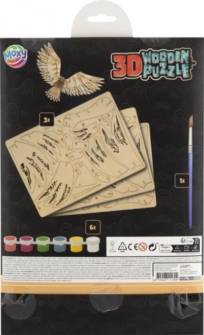 Drevené 3D vyfarbovacie puzzle Orol