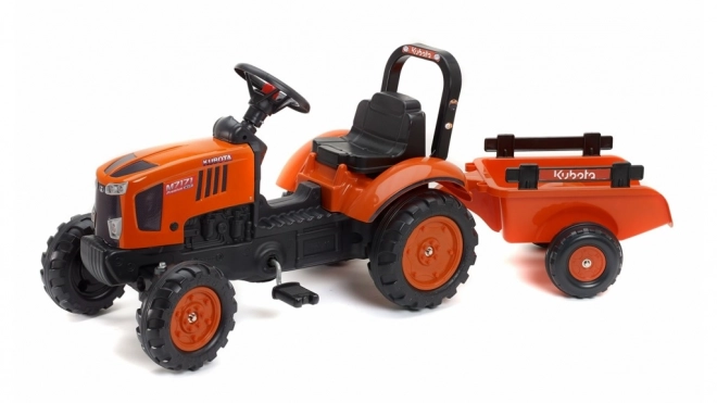 Traktor Kubota s valníkom oranžový