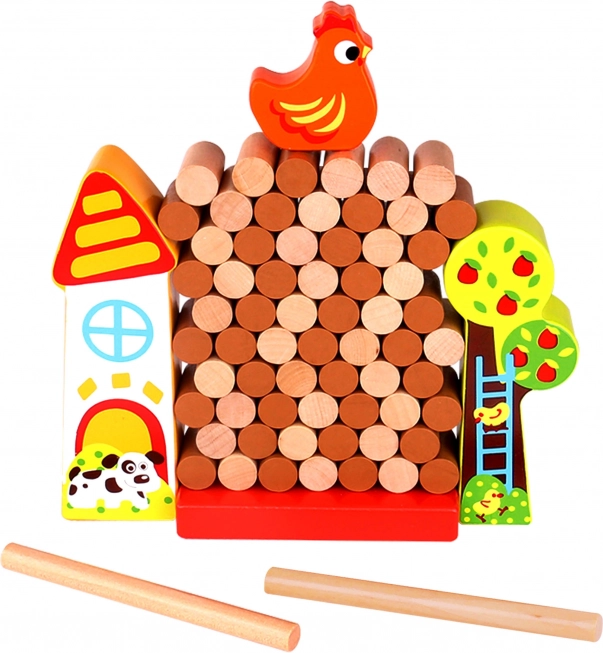 Tooky Toy Drevená Hra Spadni Kura Farma