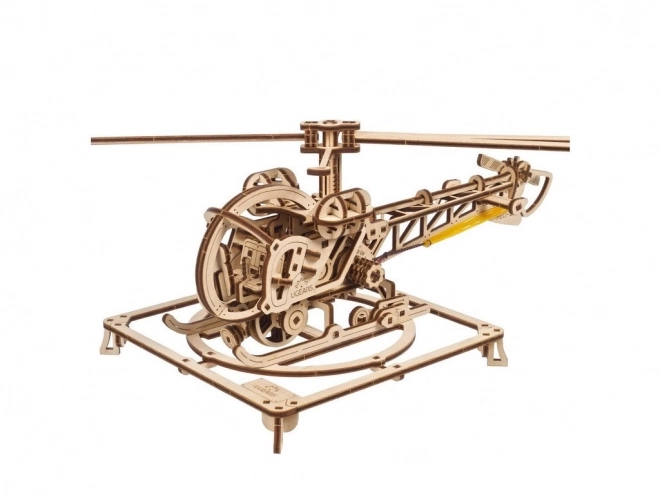 Ugears 3D Drevená mechanická skladačka Mini Helikoptéra