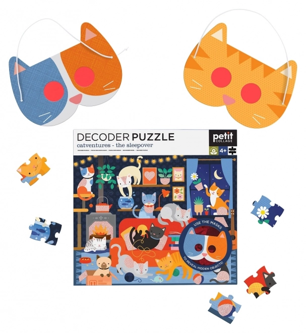 Puzzle kočky s 3D okuliarmi 100 dielikov