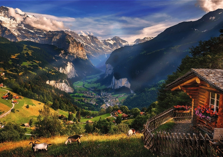 Ohromujúca alpská scenéria Lauterbrunnen