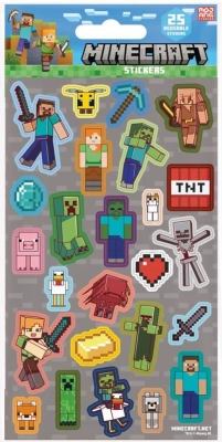 samolepky Minecraft sivé, 25 ks
