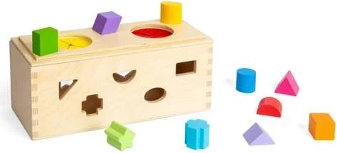 Bigjigs Toys Drevená tajomná krabička na vkladanie a triedenie tvarov