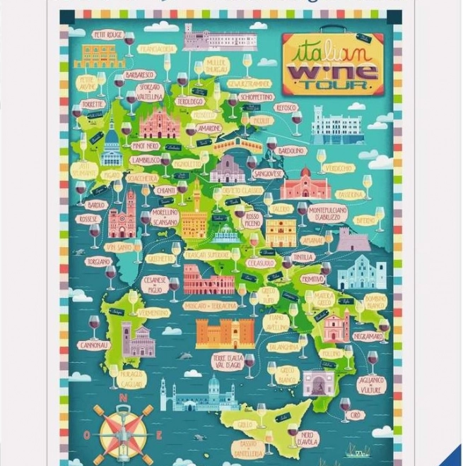 Puzzle Mapa Talianska - Talianska vinárska prehliadka 1000 dielikov