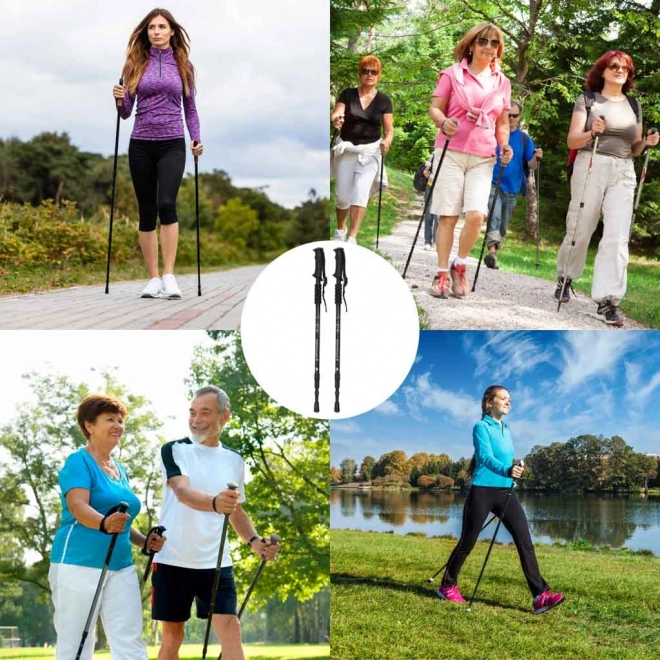 Skladacie trekingové palice Nordic Walking, čierne, 2 ks