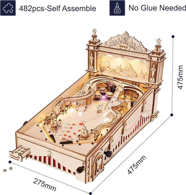 3D drevené puzzle hrací automat - Pinball Machine