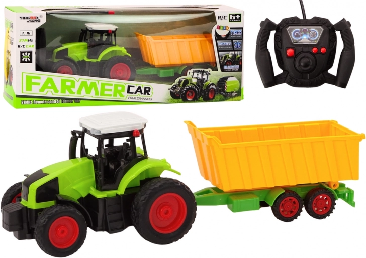 RC traktor s prívesom 1:16, zelený