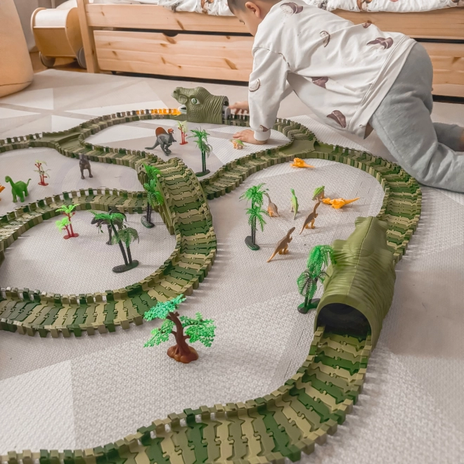 Dinosaurová závodná dráha s autíčkom a figúrkami