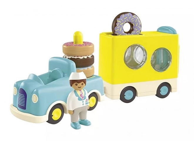Playmobil 1.2.3: Bláznivý Donut Truck so Stohovacími a Triediacimi Funkciami