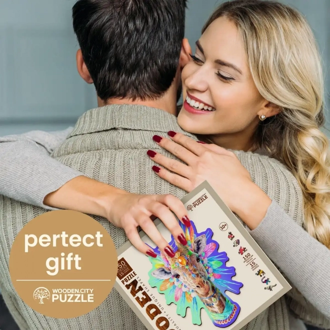 Drevené puzzle Elegantná žirafa