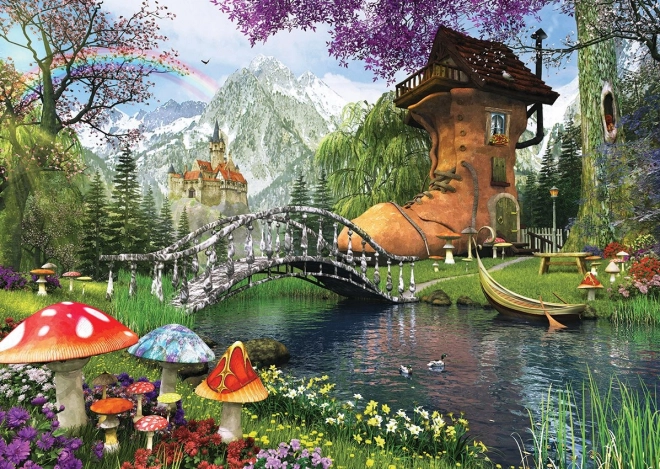 Puzzle Rozprávkový domček v starej topánke 1000 dielikov