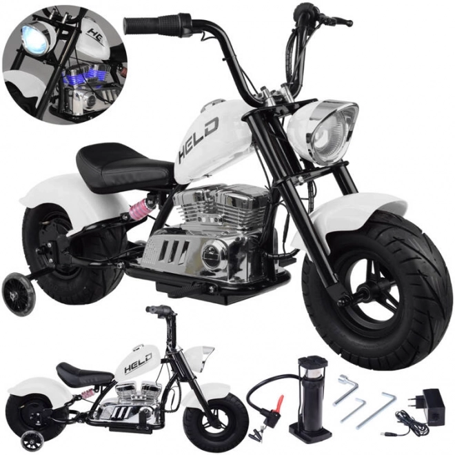 Elektrická motorka Chopper na batériu pre deti – Biela