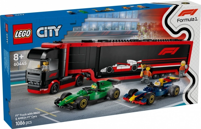 Kocky City F1 kamión s formulami RB20 a AMR24