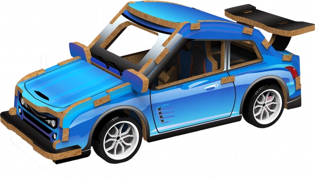 3D puzzle Závodné auto drevo
