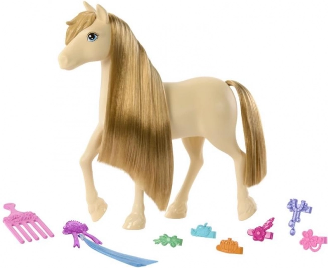 barbie tajomstvá: kôň tornado s dlhou hrivou na úpravu
