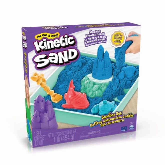 Kinetic Sand krabica tekutého piesku s podložkou modrá