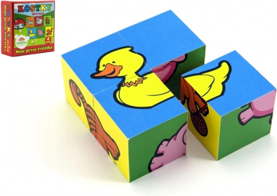 drevené obrázkové kocky moje prvé zvieratká 4 ks TEDDIES