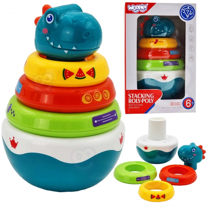 Woopie Detská senzorická hračka Dino hromada pre dojčatá