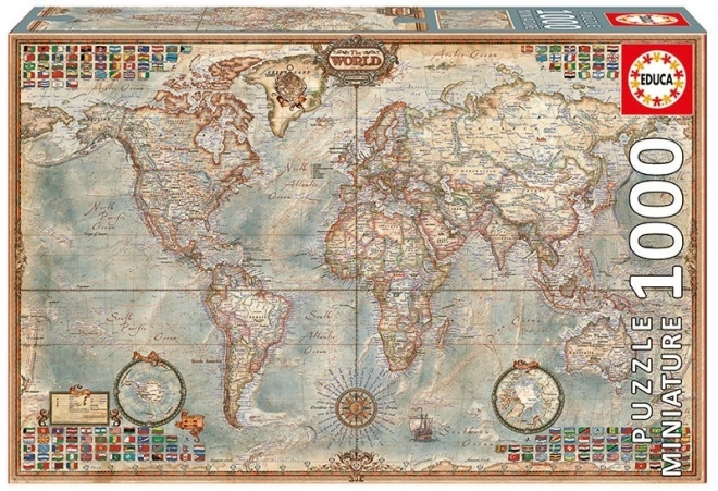 Educa Miniatúrne puzzle Politická mapa sveta 1000 dielikov