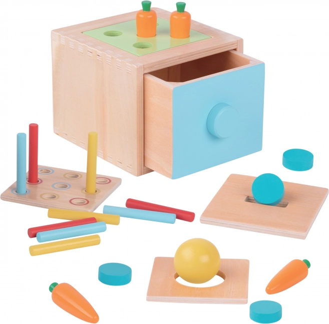 Woopie Green drevená edukačná zásuvková triediaca hračka Montessori