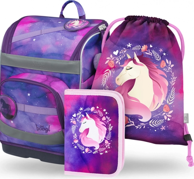 BAAGL školská sada Zippy plus Kôň - aktovka, peračník, sáčok