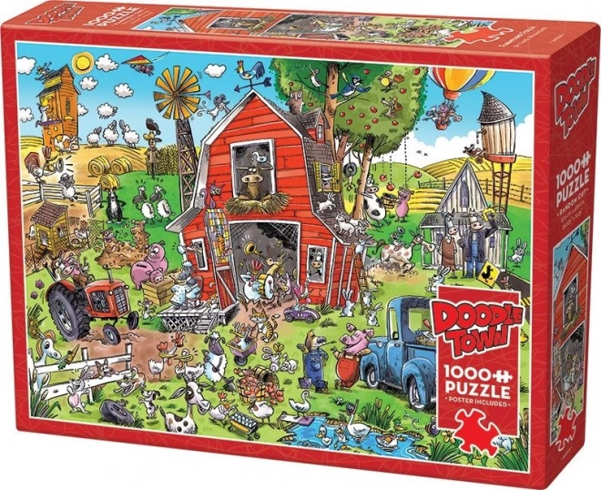 Puzzle DoodleTown: Šialená farma 1000 dielikov