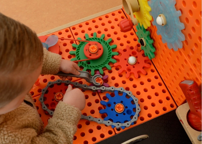 Drevený dielenský stôl XXL Montessori STEM s nástrojmi a príslušenstvom Masterkidz