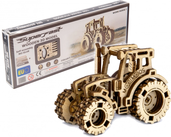 Drevené puzzle 3D - model traktor Fendt 210