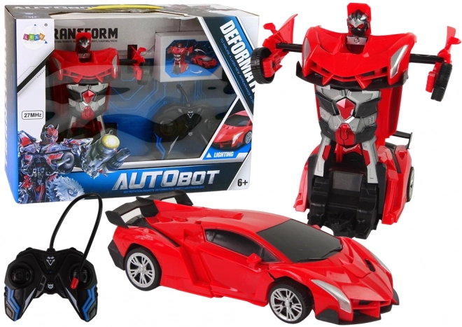 Auto robot transformátor s diaľkovým ovládaním červený