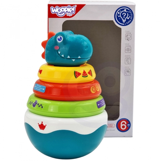 Woopie Detská senzorická hračka Dino hromada pre dojčatá