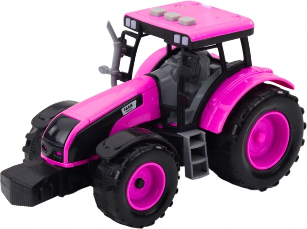 Ružový traktor na batérie so svetlami a zvukmi