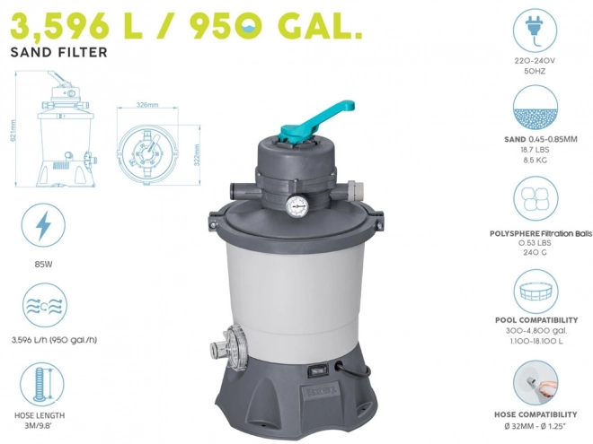 Piesková filtračná pumpa Bestway 3596 l/h pre bazény