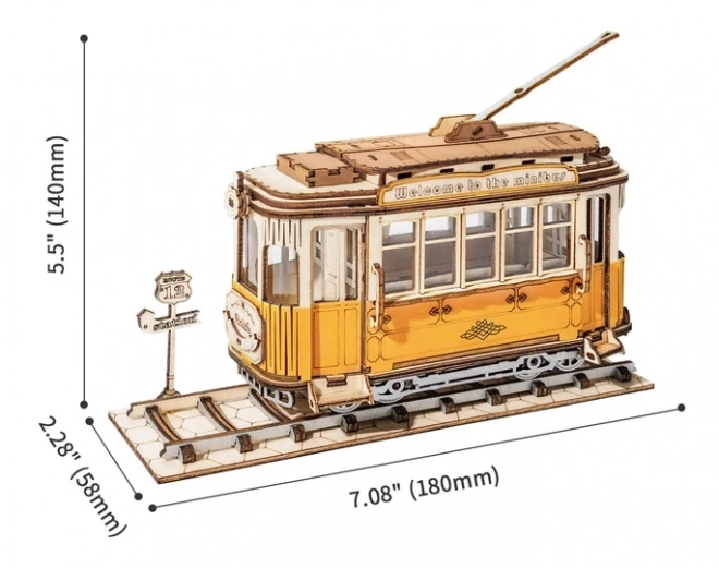 Retro električka - 3D drevená stavebnica