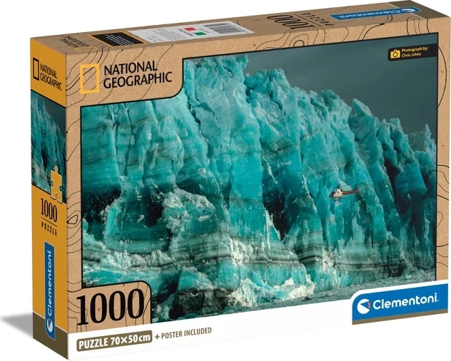 Puzzle National Geographic: Vrtuľník skúma stenu Hubbardovho ľadovca