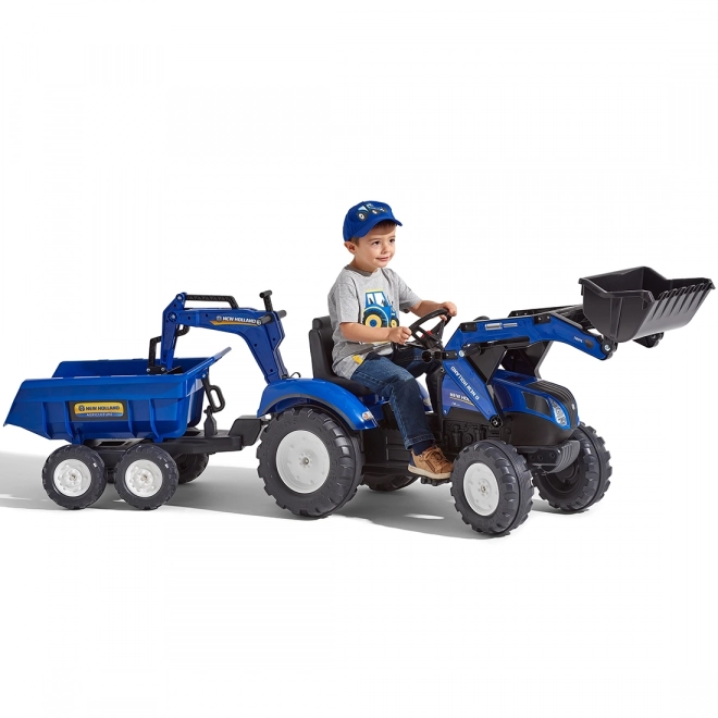 Traktor New Holland s prívesom modrý pre deti od 3 rokov